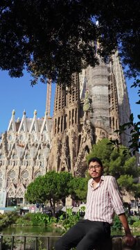 Solo travel moment at Sagrada Familia Barcelona
