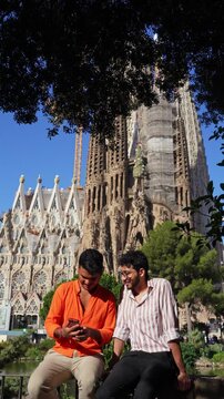 Travel social media moment in Barcelona Spain