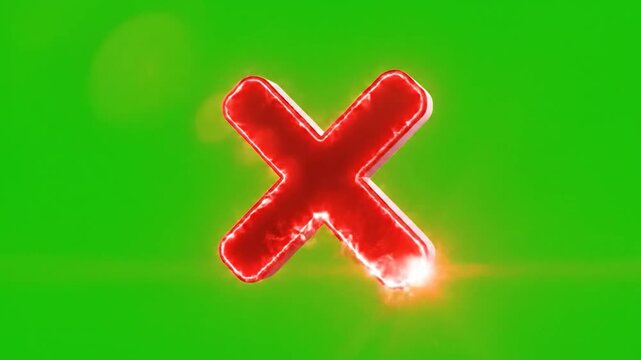 Red Cross and Tick Symbols on Green Background.