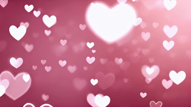 Romantic love theme for Valentines Day. A vibrant pink background with numerous heartshaped bokeh lights, creating a romantic and dreamy atmosphere.