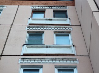 An old block of flats soviet building architecture urban background photo	
