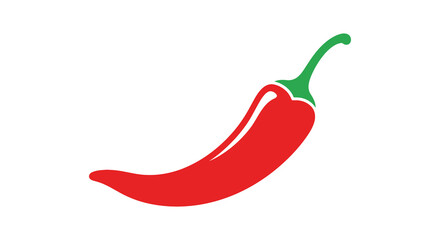 A vibrant red chili pepper illustration with a green stem presented as a bold silhouette