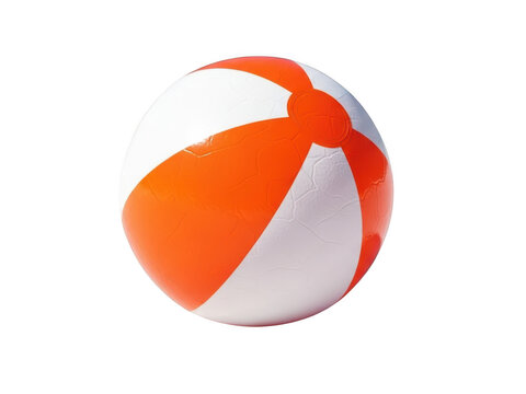Orange and white beach ball isolated on transparent background