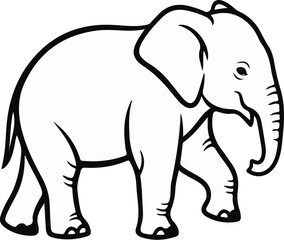 Fototapeta premium A simple, black-and-white line drawing of an elephant walking
