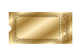 Fototapeta premium A gold ticket stub with a shiny metallic finish isolated on transparent background