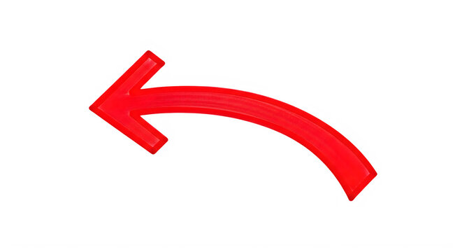 A red arrow pointing to the left isolated on transparent background