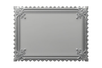 Ornate silver frame creating an antique decorative border, vintage baroque design, isolated on transparent background
