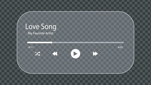 Minimalist music player displaying a love song track by an unknown artist Vector illustration