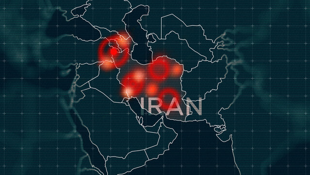 Conflict map showing Iran and USA military activity in the Middle East during recent tensions