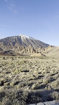 Volcanic Plains with Pico de Teide in Background Tenerife Winter
