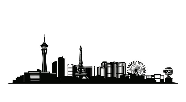 Las vegas city skyline with famous landmarks
