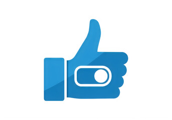 Obraz premium Blue thumbs up icon with toggle switch isolated on transparent background