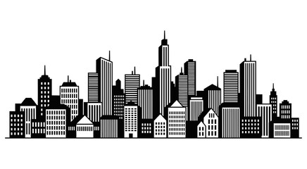 Obraz premium City skyline silhouette with various buildings