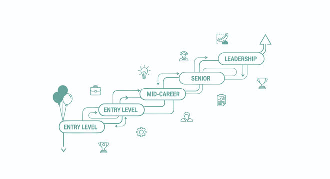 Set of career path icons vector, 15 icons