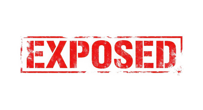 Exposed warning stamp on transparent background