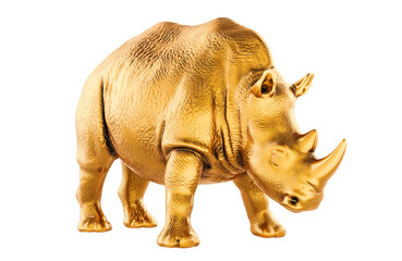 Fototapeta premium Gold rhinoceros figurine, 3d rendering