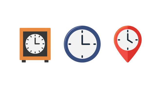 Minimalist clocks: modern time icons featuring analog designs in flat