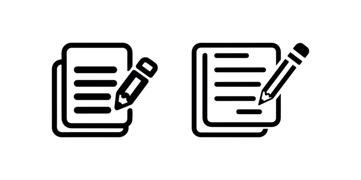 Edit document with pencil vector icon set. concept of online form, questionnaire, paper, contract, report, survey, write, fill, make note