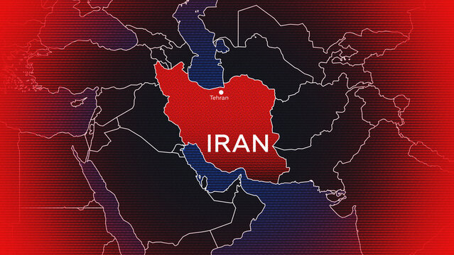 Conflict between Iran and USA depicted on a map showing key locations and borders in the region