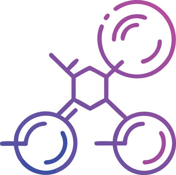 A molecular structure diagram with a central hexagonal ring and three attached circular groups