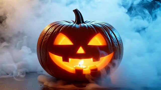 Halloween pumpkin with smoke