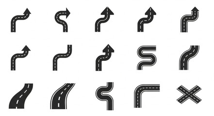 Winding Road Vector Set - Curvy Path and Route Illustrations.
