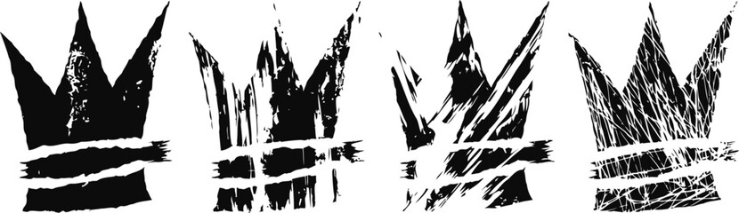 grunge black crowns set with rough brush strokes and distressed texture design