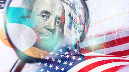 Obraz premium Conflict between Iran and USA reflected in financial markets and currency values