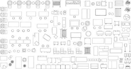Obraz premium Isolated technical drawing on transparent background with various architectural and engineering symbols