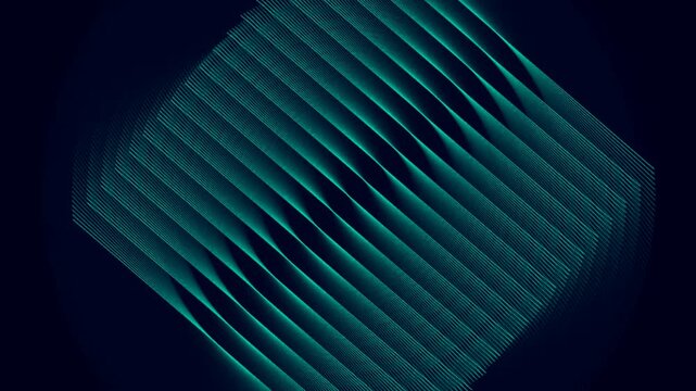 Dynamic Teal Geometric Wave Pattern on Dark Blue Background