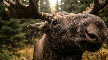 Fototapeta premium Macro photography of a moose captivating closeup