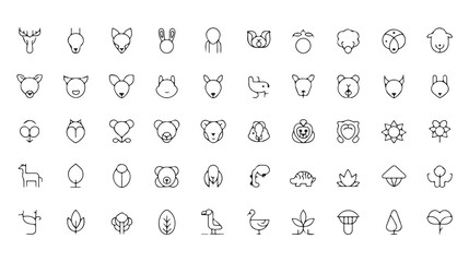 Minimal monoline wildlife and nature set animals birds © Mahfujur Riyad