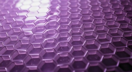 Obraz premium Artistic depiction of hexagonal crystal cells illuminated in violet glow with macro refraction symbolizing elegance
