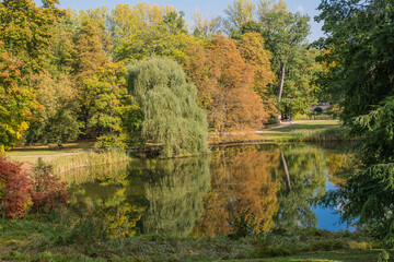 staw jesienią w Łazienkach Królewskich w warszawie © witan