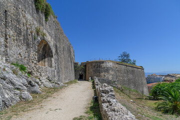 Fototapeta premium Fortress Gate and Rocky Slope in Corfu, Greece