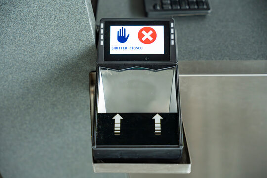 Biometric scanner by airport security checkpoint