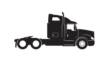 Fototapeta premium Black Flat Design Semi Truck Vector Illustration for Logistics and Transportation Industry