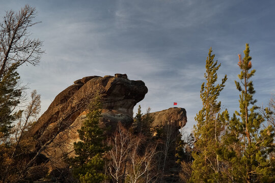 Trekking through rocky autumn landscape