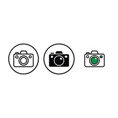 Three camera icons in circular frames with varying fill styles and detail