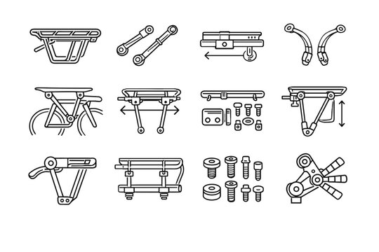 Mechanism hardware icons icon cycling attachment flexible bike sliding customizable vector variable