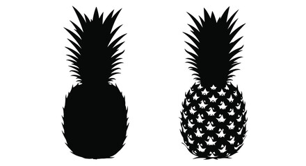 Two pineapples depicted in a striking black graphic silhouette © Soleman