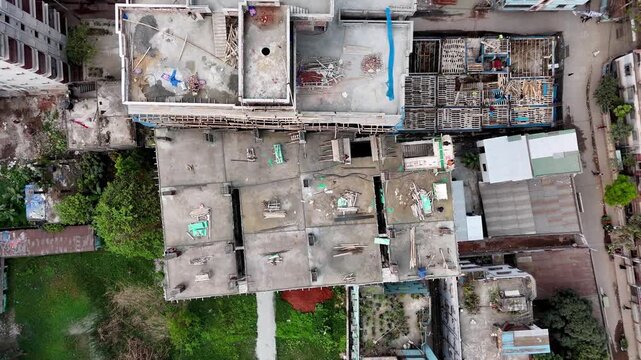 Top view of an under construction building in dhaka