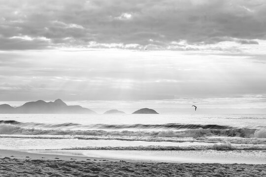 Black and white waves at Rio de Janeiro beach