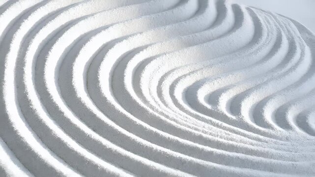 Zen Buddhism, meditation, inner peace, Chinese Japanese Asian tradition. Therapy stress release treatment, health lifestyle. A closeup of a white sand dune with ripples in the sand.