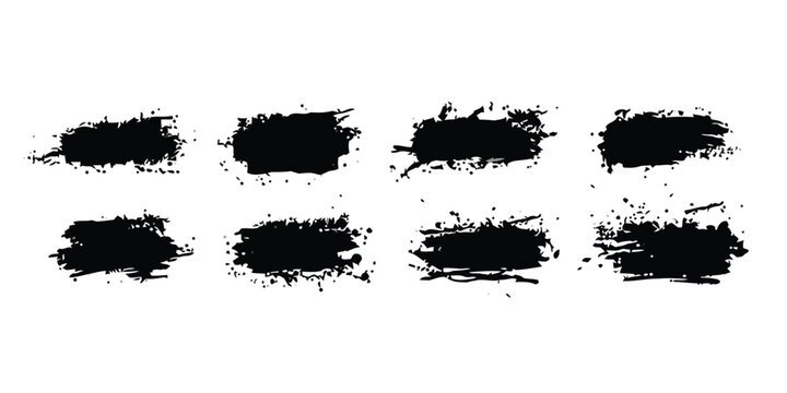 Black ink brush strokes and splashes for artistic background