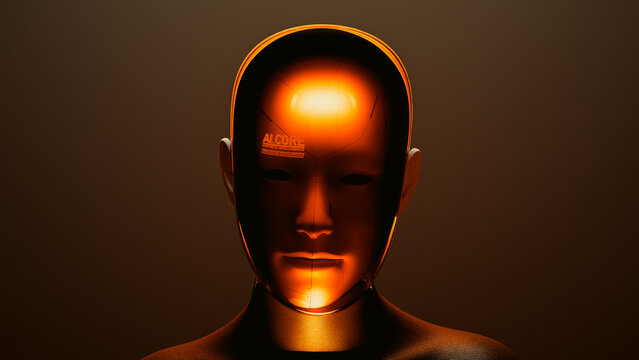 Humanoid robot with artificial intelligence in studio setting