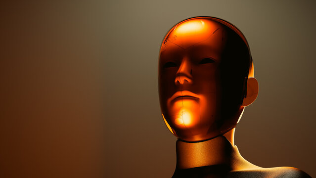 Humanoid robot with artificial intelligence in studio setting