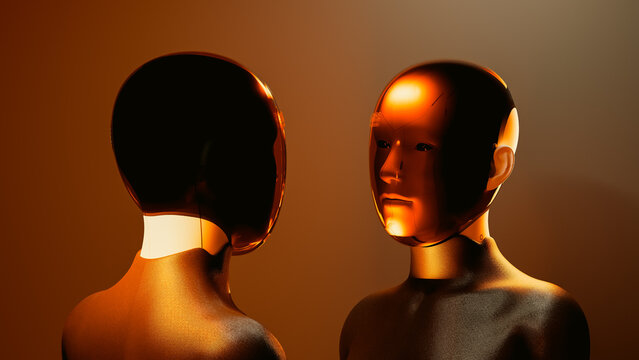 AI humanoid robots have a close encounter