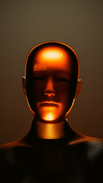 Humanoid robot with artificial intelligence in studio setting