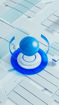 3D Earth model on a technological abstract background with geometry